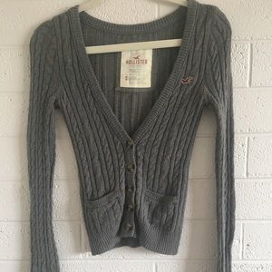Grey Cable Knit Hollister Cardigan